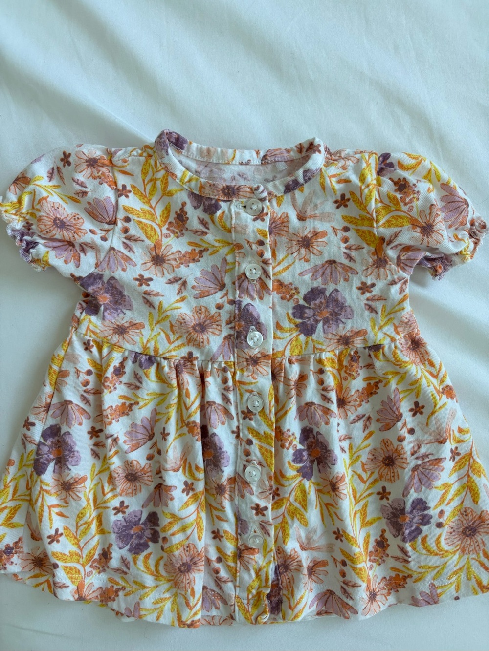 Laughing Llama Floral Button-Up Baby Top in Cream, Mustard & Mauve